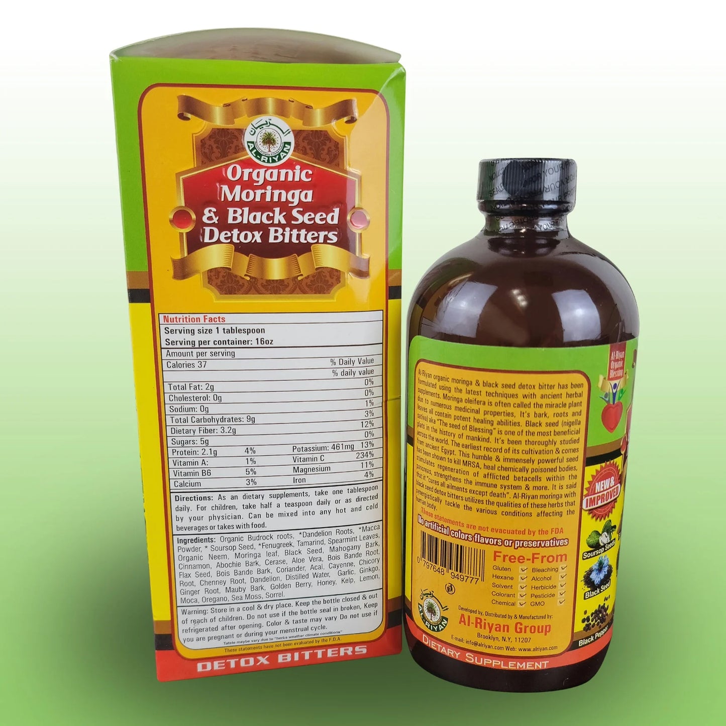 Organic Moringa & Black Seed Detox Bitters 16 oz