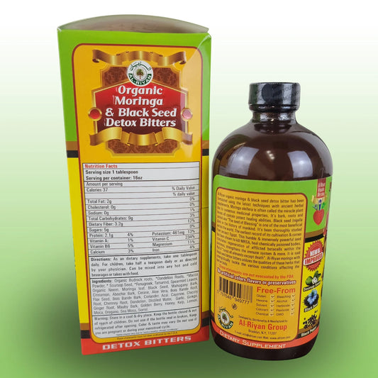 Organic Moringa & Black Seed Detox Bitters 16 oz